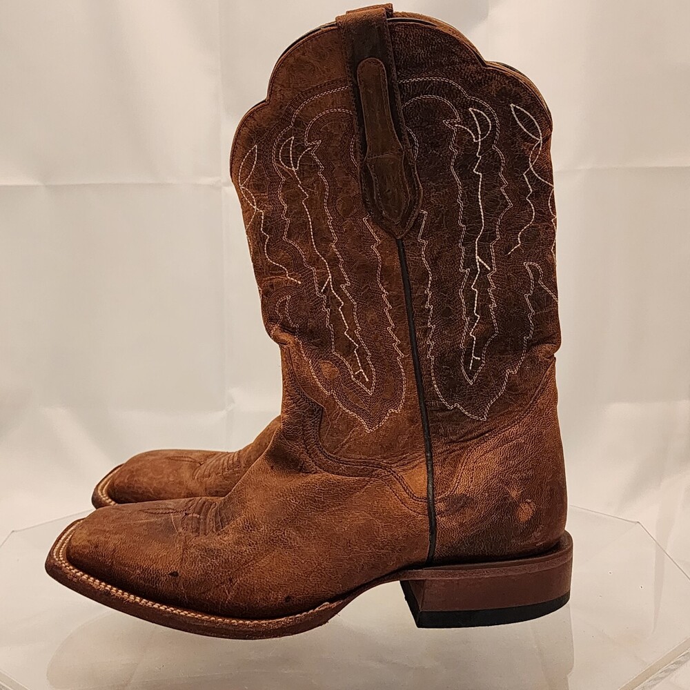 Used/Musty JB Dillon JBM3208 Men 8.5 EE Brown Genuine Goat Leather Cowboy Boots
